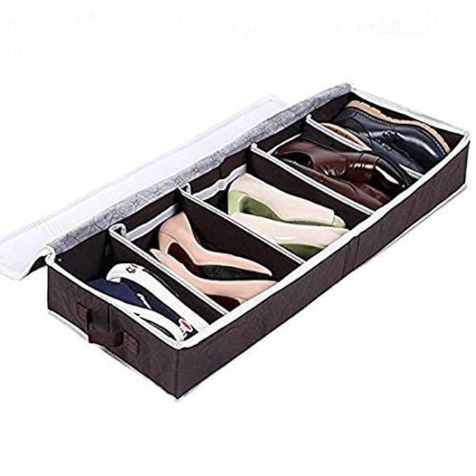 Zapatero Organizador de Zapatos Caja Plegable de Almacenaje de Zapatos para Debajo de la Cama, Armario, Color Marrón (Pesa 1.3kg con Cartón Más Grueso Más Solido-NO ENDEBLE!)