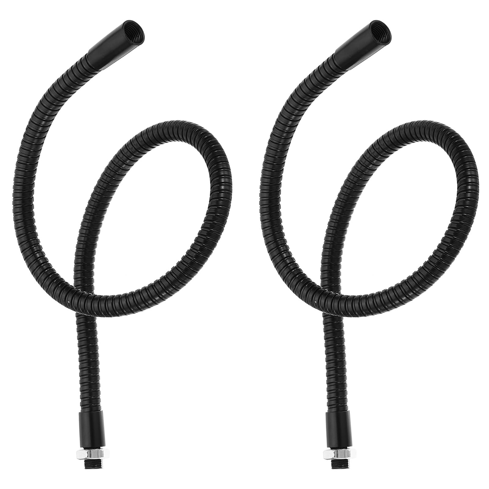 PATIKIL 19.7" Universal Gooseneck Hose, 2 Pcs M10 Fine Thread Bendable Metal Hose Flexible Arm Soft Tube Extension for Lamp, DIY Equipment, Black
