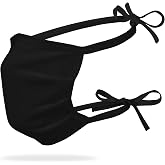 Gildan Unisex-Adult Reusable 3-Layer Tie On Cotton Face Mask (48 Pack)