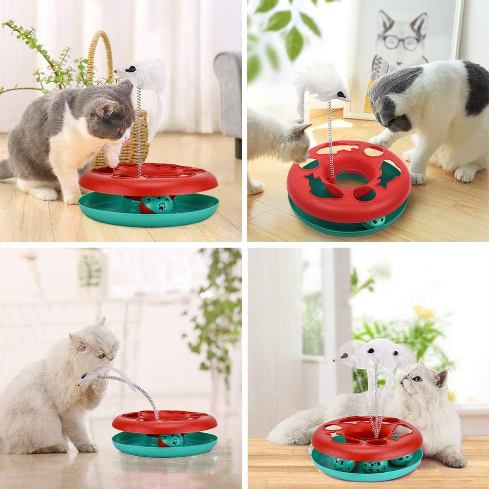Interactive Cat Toys Roller, Spring Cat Toys with Catnip, Kitten Tracks, Pet Toy with Moving Balls Teaser Mouse Exercise : Pet Supplies