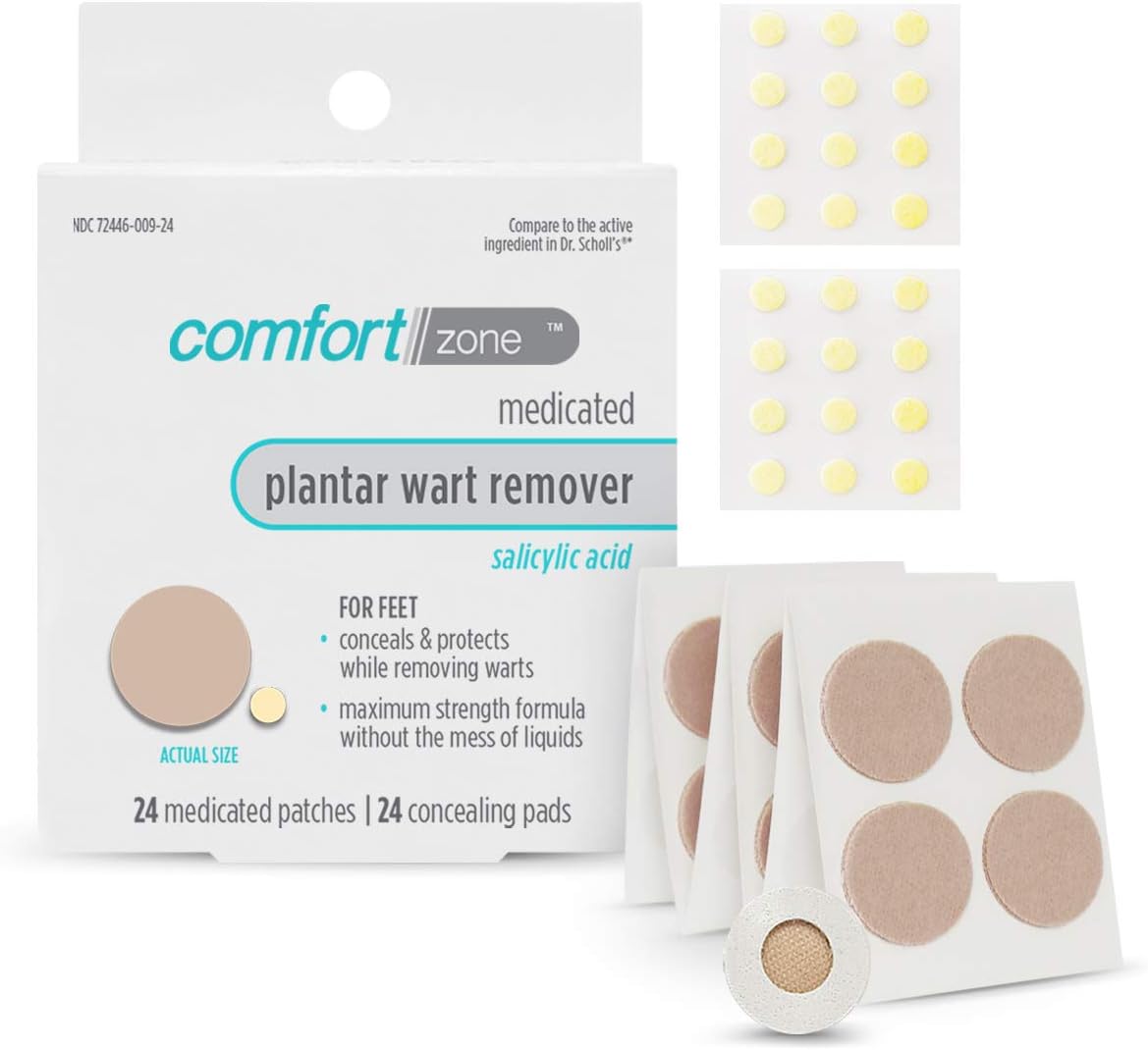 Comfort Zone Plantar Wart Remover Kit, Medicated Patches and Concealing Pads, 24 Count: Health & Personal Care