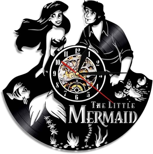 Hoxmoma Little Mermaid Ariel Reloj De Pared De Vinilo Diseno De