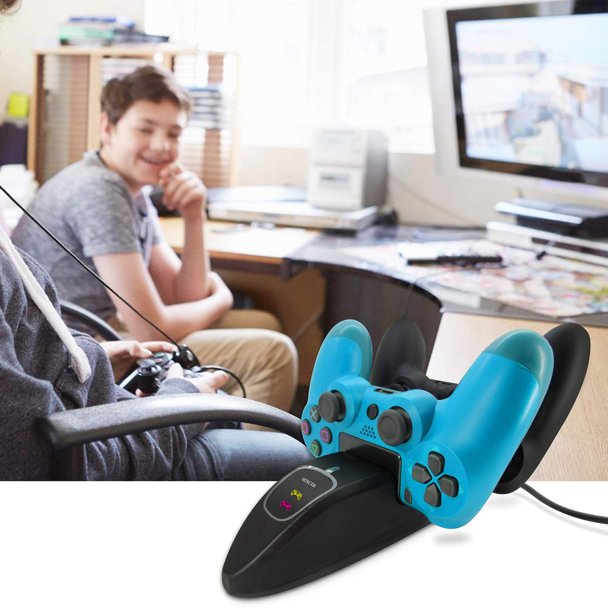 PS4 Controller Charger, Dual USB 1000mA Quick-Charging Station / 2 Charging Dock Stand Station with LED Indicator for Sony Playstation 4 / PS4 / PS4 Pro / PS4 Slim