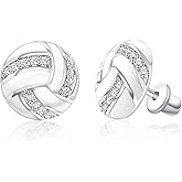 Sport Screwback Earrings for Women - Silver Softball/Volleyball/Soccer/Basketball/Rugby Screw Stud Jewelry Gifts for Sport Fans Christmas Easter Thanksgiving Day