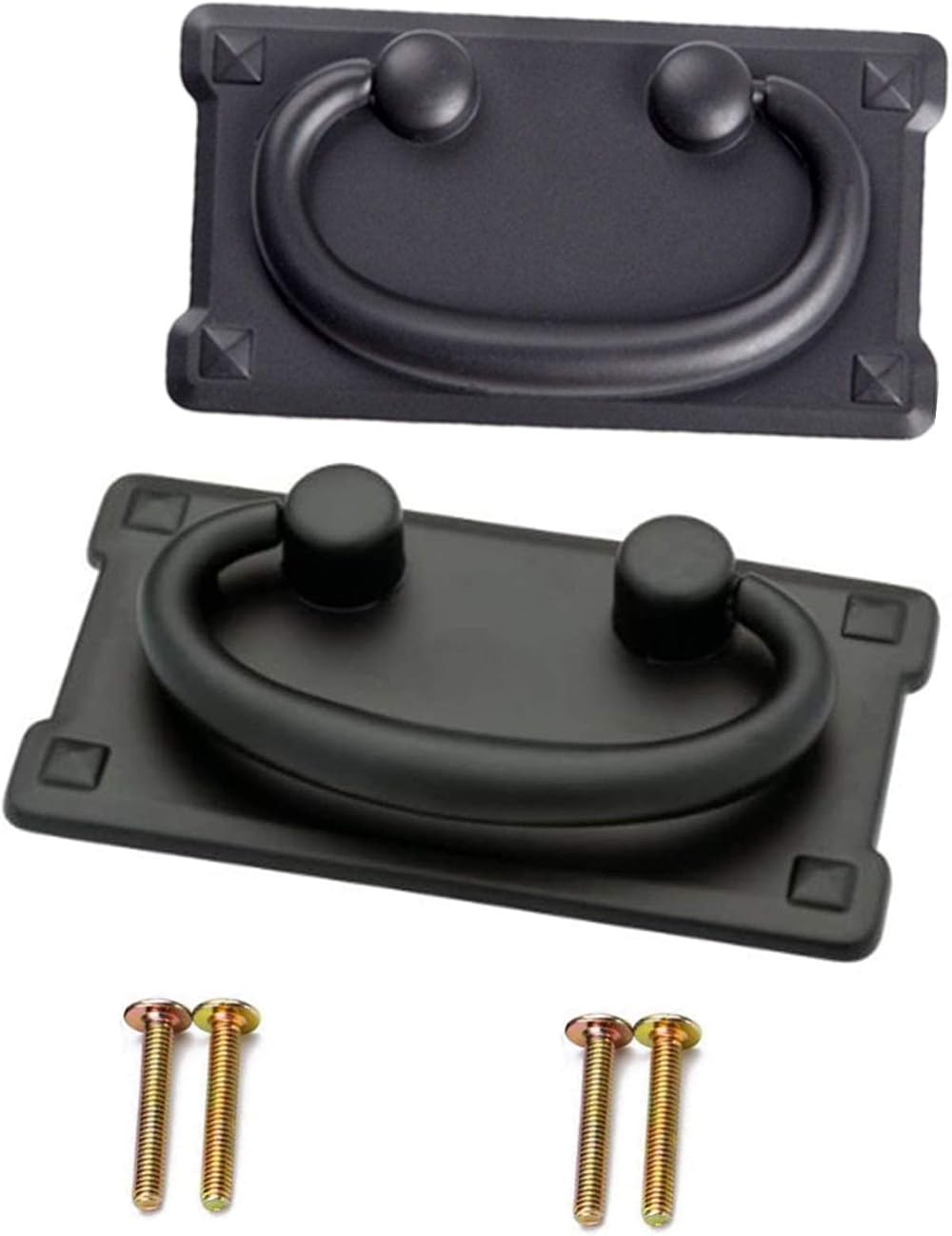 CONGGUAN 2pcs Black Vintage Antique Drawer Ring Pull Handles Cabinet Door