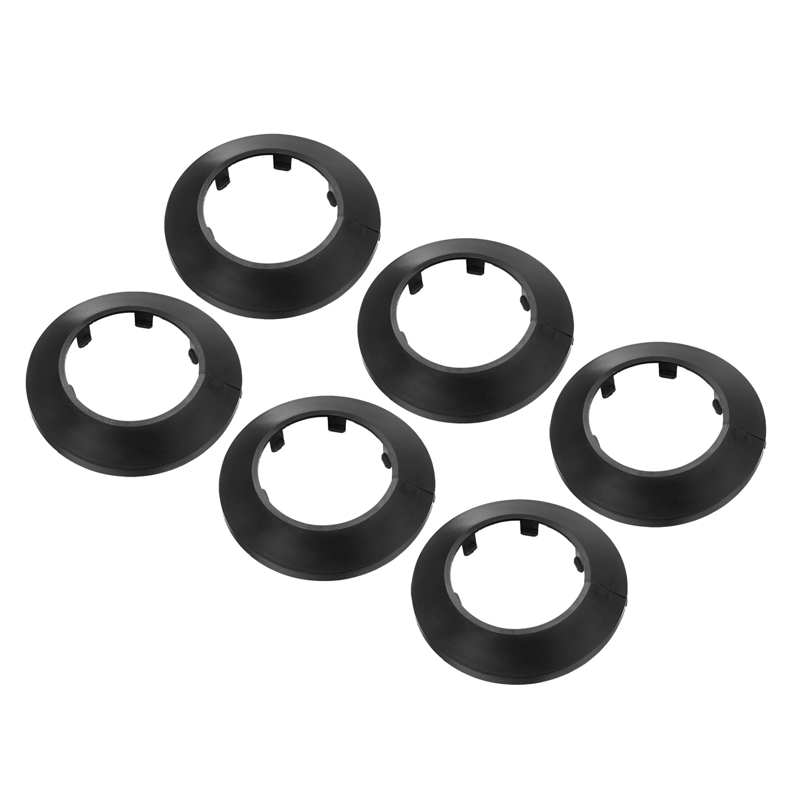 PATIKIL Water Pipe Cover Decoration Fit 1.97"/50mm, 6Pcs Flange Water Pipe PP Plastic Escutcheon Plate Collar Drain Line Cover Radiator for Wall Pipe Tube Decor, Black