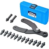 LainKeen 15PCS Pin Spanner Wrench Set, Universal Pulley Holder Tool Kit | 1/2-inch Drive Ratchet Adjustable Spanner Wrench with Variable Pins fits Camshaft Pulleys, Fan Clutch Removal Wrench