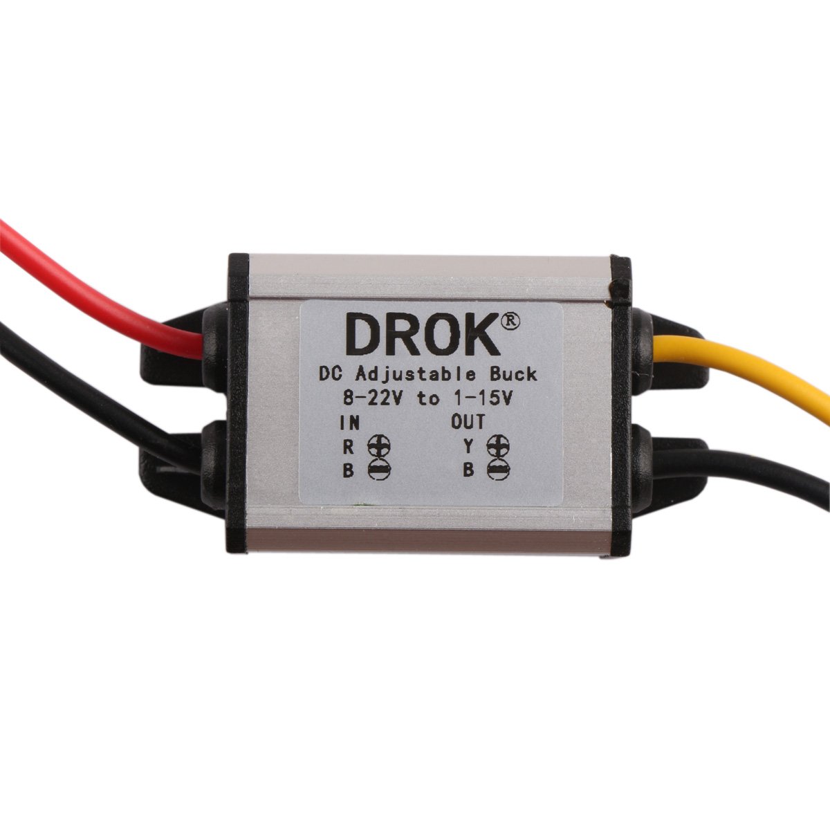 DROK Waterproof DC Buck Converter Voltage Regulator 8-22V to 1-15V 5V 12V 3A Adjustable Output Power Supply Transformer