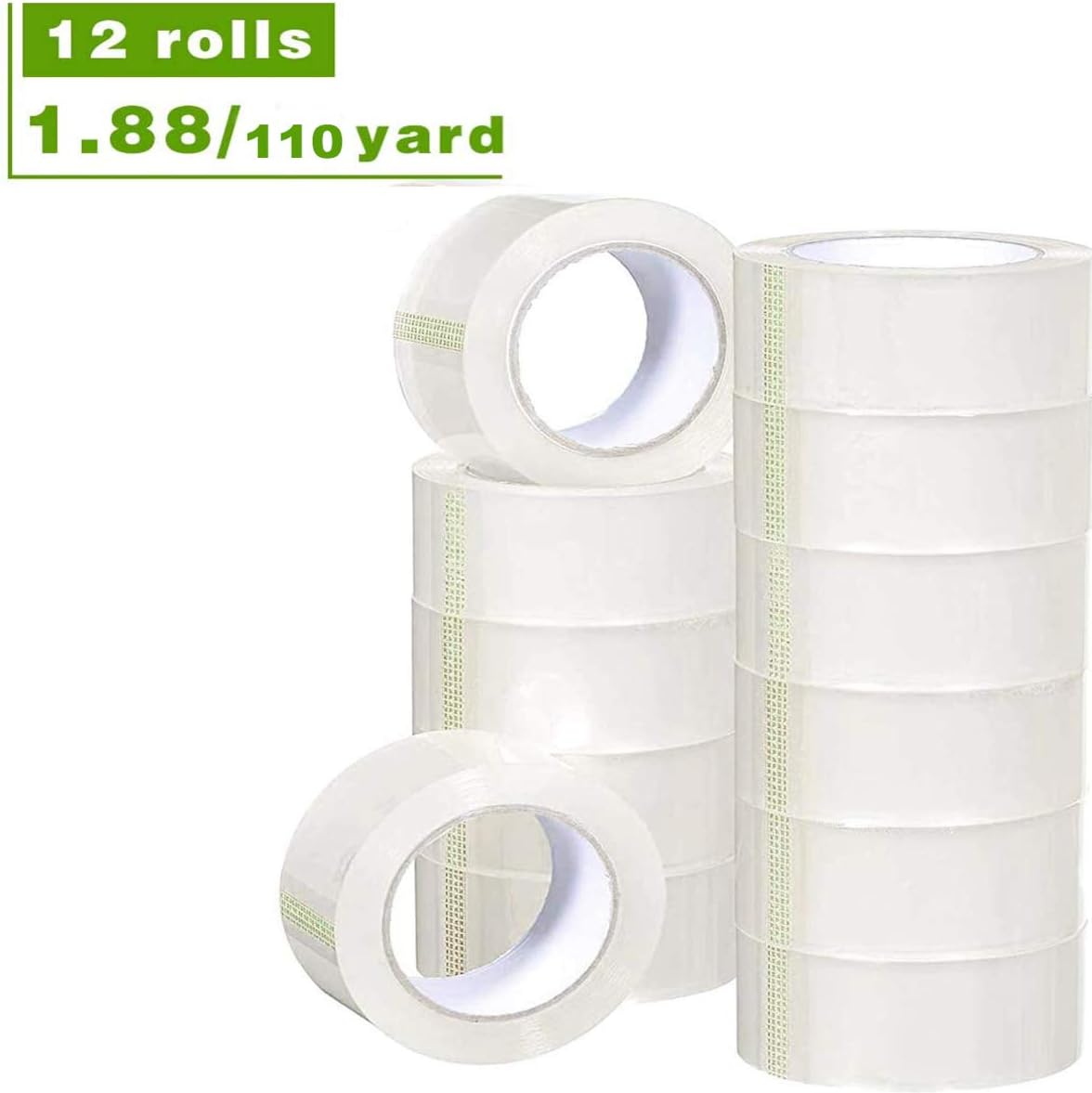 Printholic Packing Tape-110 Yards Per Roll (12 Rolls) 1.88 Inch with Wide Stronger and Thicker, Clear Packing Tape for Moving Packaging Shipping, Office or shiping-Storage-Tape-Packing-Refill-Shipping : Office Products