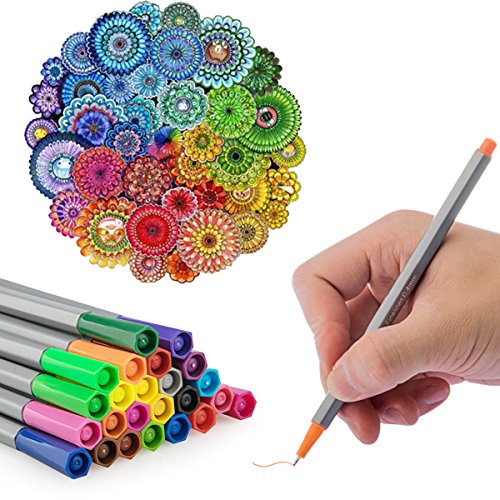 image for ZCZN 24 Colors Fineliner Pens Fine Tip Colored Writing Drawing Markers