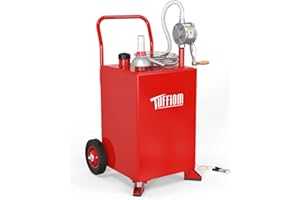 TUFFIOM 20 Gallon Fuel Gas Caddy w/Wheels & Manual Siphon Pump, Portable Diesel Fuel Transfer Storage Tank w/8.9ft Hose, Gasoline Can Container for ATV Car Mowers Tractor Boat Motorcycle