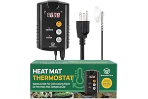 BronzeOx Digital Heat Mat Thermostat Temperature Controller (Heat Mat Not Included) for Seed Germination, Reptiles, Incubation, Rooting, Seedling, Indoor Grow, Fermentation, Brewing, 1000W, 40-108°F
