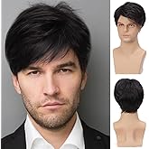 Sallcks Mens Short Black Wig Short Layered Natural Cosplay Costume Halloween Synthetic Heat Resistant Replacement Wig