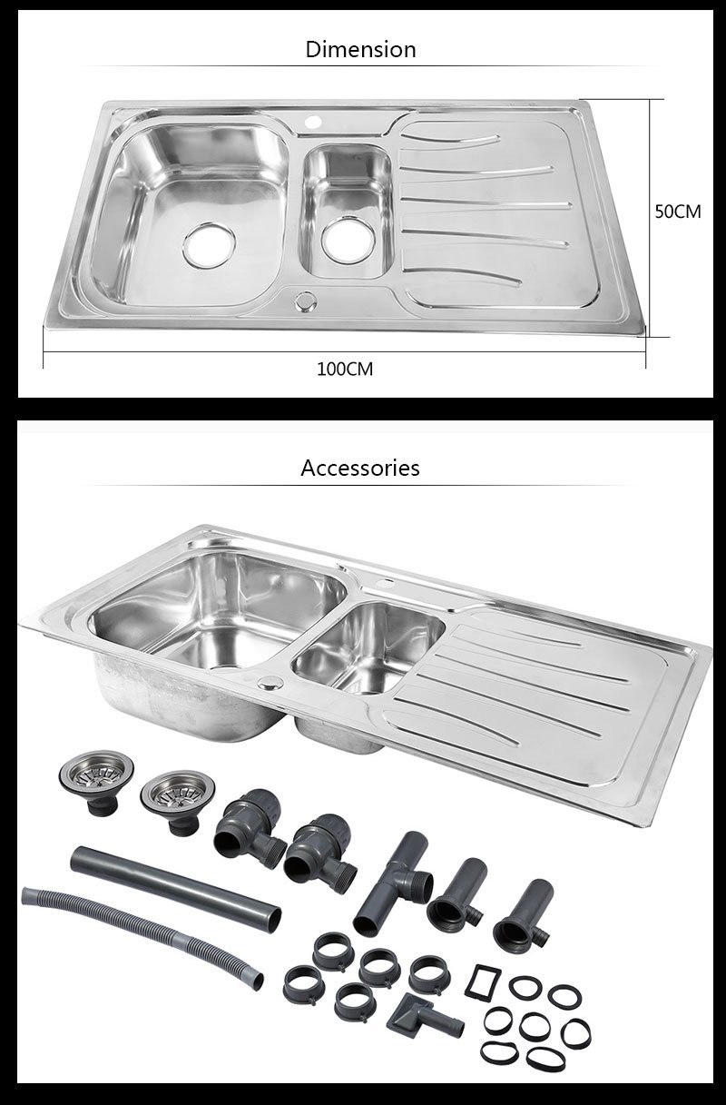 Edelstahl Küchenspüle 1,5 Becken Polished material Einbauspüle Washing