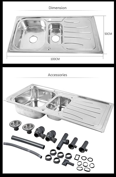 Edelstahl Küchenspüle 1,5 Becken Polished material Einbauspüle Washing