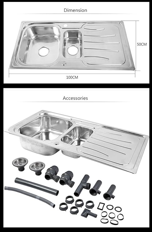 Edelstahl Küchenspüle 1,5 Becken Polished material Einbauspüle Washing