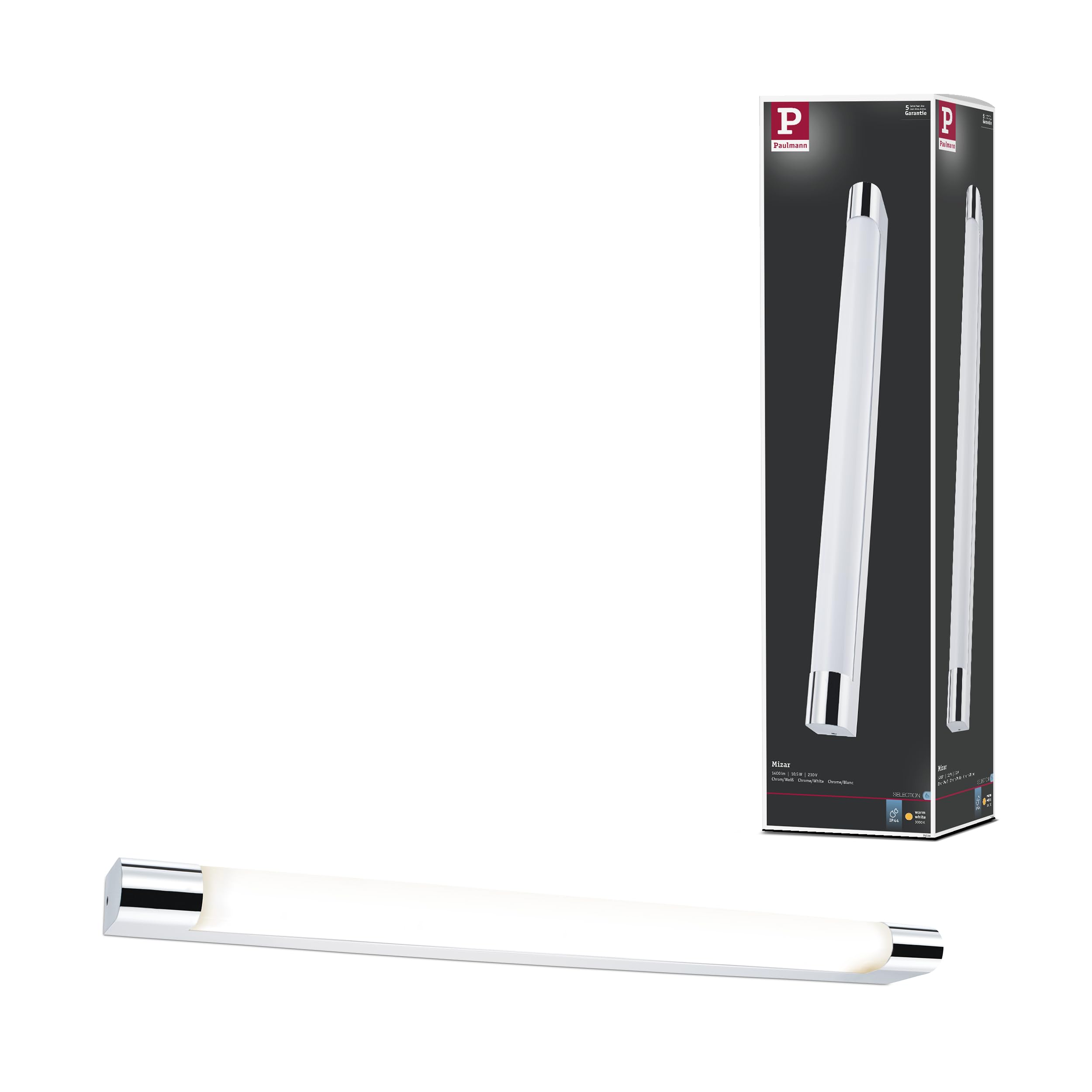 Paulmann 79716 LED Ceiling luminaire Mirror luminaire Mizar incl. 1x10.5 watt IP44 Ceiling lamp Chrome, White Living Room lamp Metal, Acrylic 3000 K