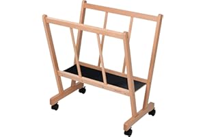 MEEDEN Wood Large Print Rack with Castors, Artist Storage and Display, Premium Drying Rack, Storage for Canvas, Prints, Panels, Posters, Holds Artworks Up to 47", Natural