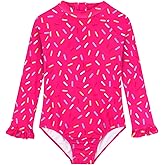 Alakuoti Long Sleeve One Piece Ruffle Swimsuit for Toddler Girls Baby Girl Rashguard Shirt with UPF 50+ Sun Protection
