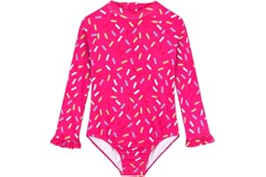 Alakuoti Long Sleeve One Piece Ruffle Swimsuit for Toddler Girls Baby Girl Rashguard Shirt with UPF 50+ Sun Protection