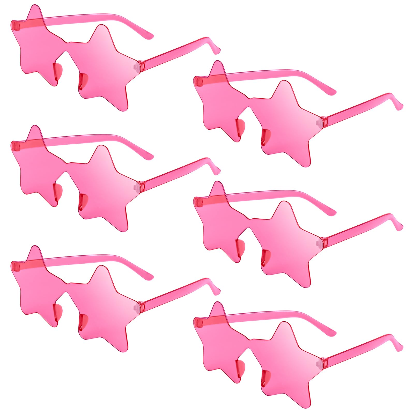 NACHLYNN Rimless Star Shaped Sunglasses Pentagram Glasses Transparent Sunglasses Valentine Day Party Favor (6, Rose Red)