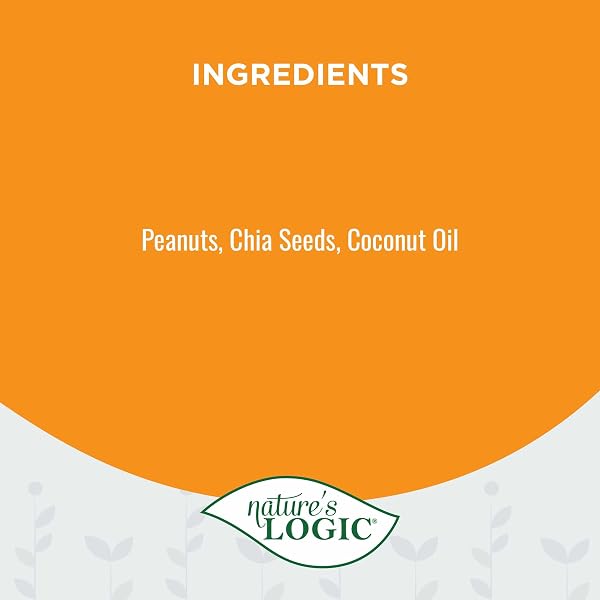 NATURE’S LOGIC NATURAL DOG PEANUT BUTTER TREAT – 100% NATURAL SPREAD WITH PEANUTS, CHIA SEEDS & COCONUT OIL – OMEGA 3 & 6 FOR HEALTHY SKIN & COAT – ALL BREEDS & LIFE STAGES – MADE IN USA