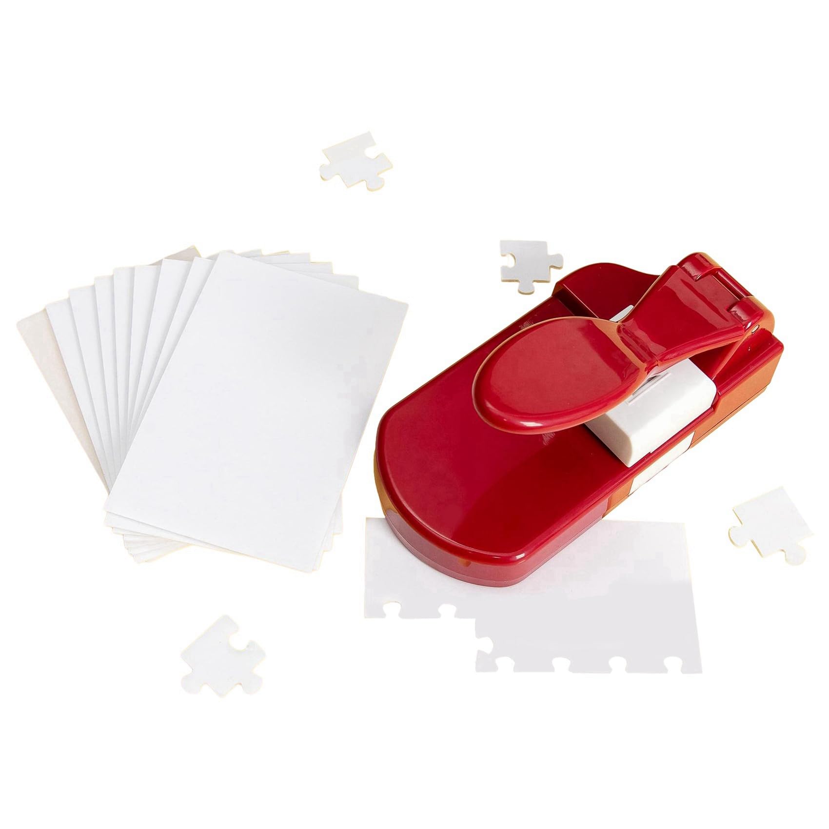 Pojedehy Red- Jigsaw Puzzle Maker Machine Set Embossing Flower Punch Children'S Educational Toys Set DIY Handmade Materials