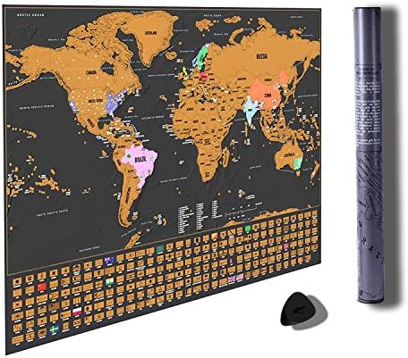 GENTHOR Scratch Off World Map Poster - with Landmarks, Detailed Travel Tracker Map, Large Size, Gift for Travelers (S)