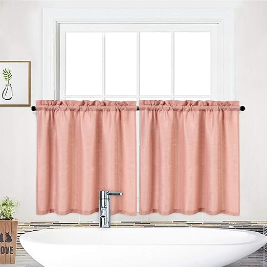 Amazon Com Nanan Tier Curtains Waffle Woven Textured Kitchen Tier