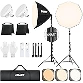 EMART Softbox Lighting Kit with Sandbag, 25.5" (65cm) Diameter Soft Box Lights with 2x135W 3000-6500K Remote Controlled LED Bulb, Photography Lighting Kit for Studio Video Recording, Filming, Portrait