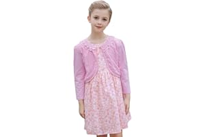 SMILING PINKER Little Girls' Long Sleeve Lace Bolero Cardigan Shrug