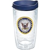 Tervis Navy Logo Made in USA Double Walled Insulated Tumbler Travel Cup Keeps Drinks Cold & Hot, 16oz, Classic