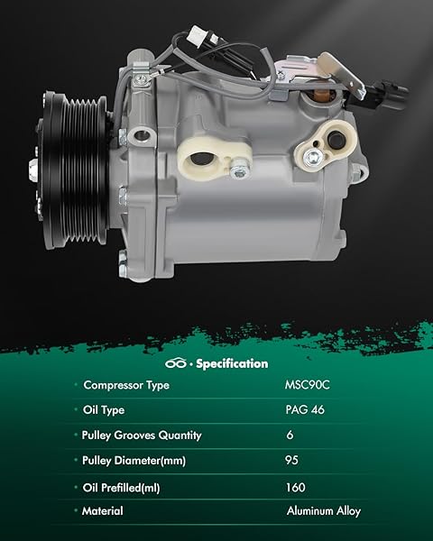 SCITOO AC COMPRESSOR COMPATIBLE FOR MITSUBISHI LANCER FOR MITSUBISHI OUTLANDER 2.0L 2.4L 3.0L 2007 2008 2009 2010 CO-11165C CO 11165C 97487 7813A328 140424C 140424NC (MSC90C)