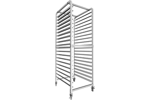 CURTA 20-Tier Heavy Duty Bun Pan Bakery Rack with 5" Wheels, NSF Certified, Heavy Duty, 26" D x 20" W x 69" H, Storage for Half & Full Sheets
