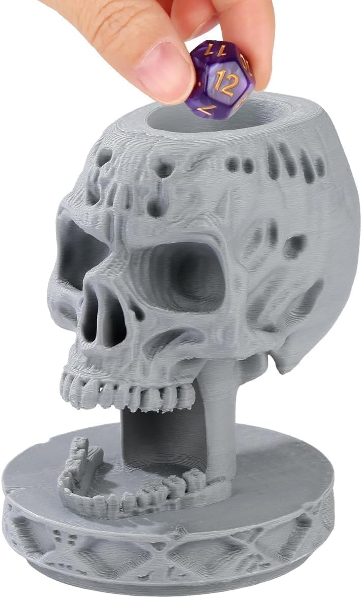 Skull DND Dice Tower with Tray, Suitable for Dice Smaller Than 16mm, Resin Rolling Trays, Fantasy Board Games Accessories, Skull Tower, D&D Gifts for RPG Fans, Dice Game Gifts for Player