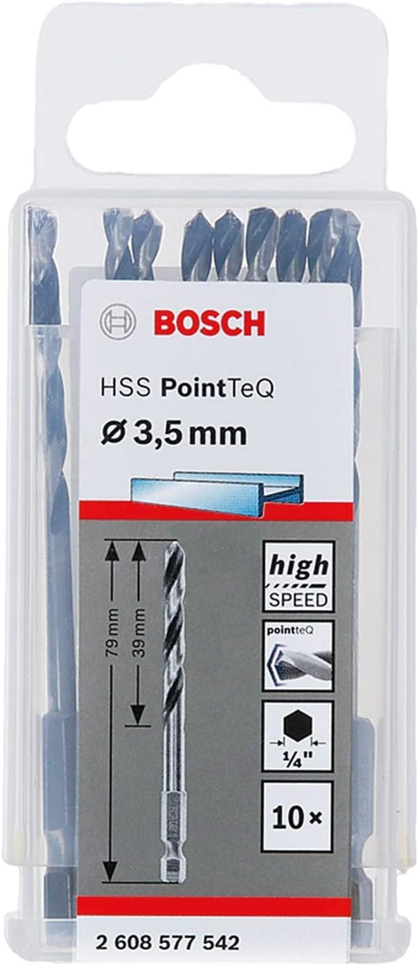 Bosch 10pc PointTeQ Hex Drill Bit Ø3.5 mm 79 mm 1/4 in Hex Shank