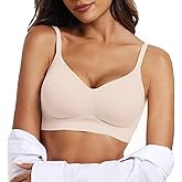 OEAK Womens Wireless Bras Comfortable Push Up Bra No Underwire Bra Full Support Lift Bralette Everyday Seamless Tshirt Bras XXL Nude