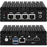 Glovary Firewall Mini PC J3710 Quad Core, 4 x i225V 2.5GbE LAN Fanless OPNsense Appliance, 8GB RAM 128GB SSD, Micro Router Computer Hardware, AES-NI, HD+DP Dual Display, Console, 2USB3.0, SPK/MIC