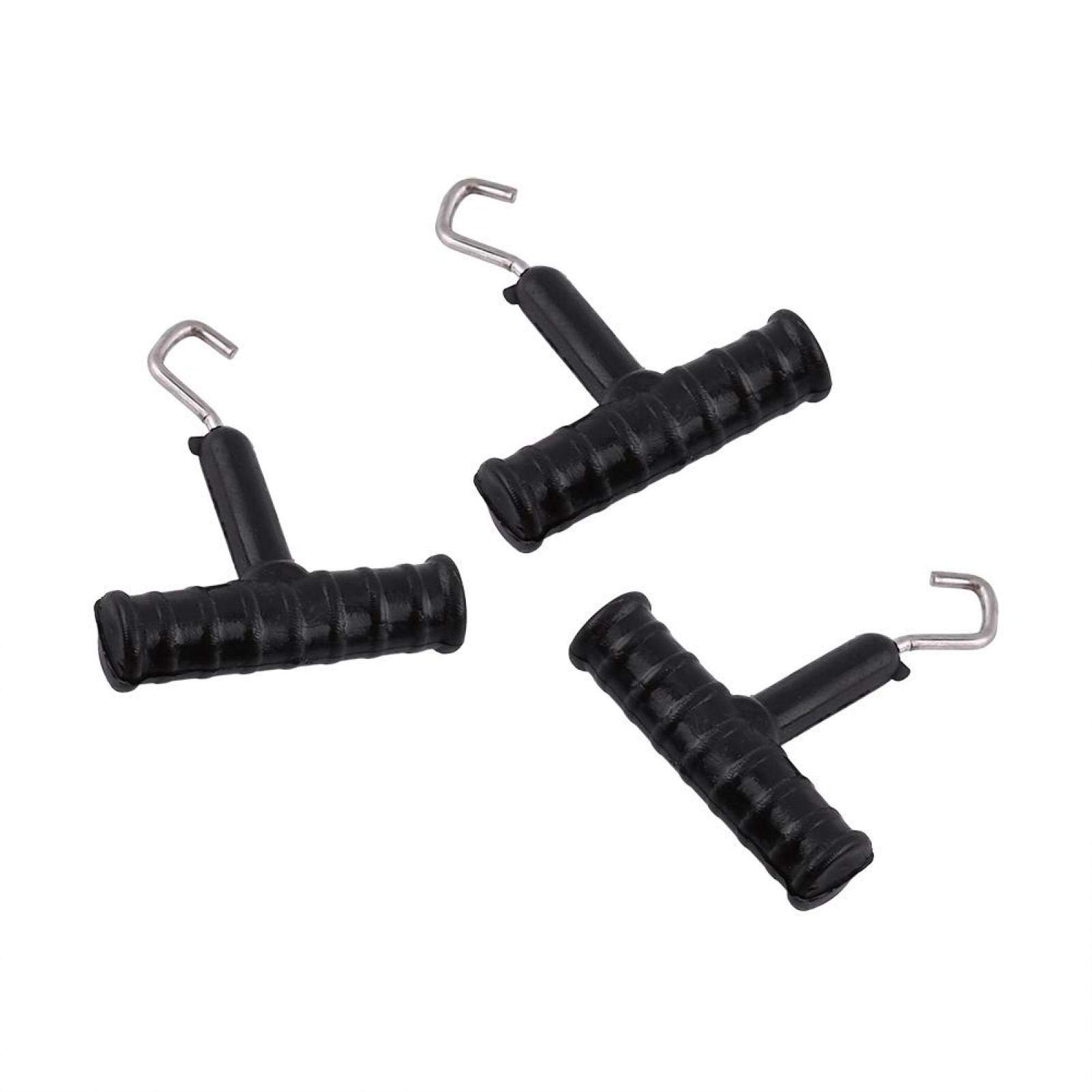 3PCS T-Shape Fishing Knot Pullers for Freshwater Fish, Ingenious Knot Tool Design Fish Rig Hook Remover Tool - Black