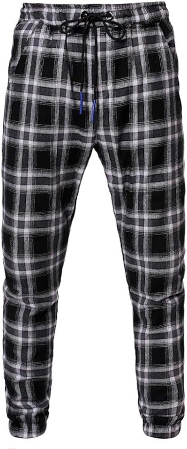 plaid drawstring pants mens