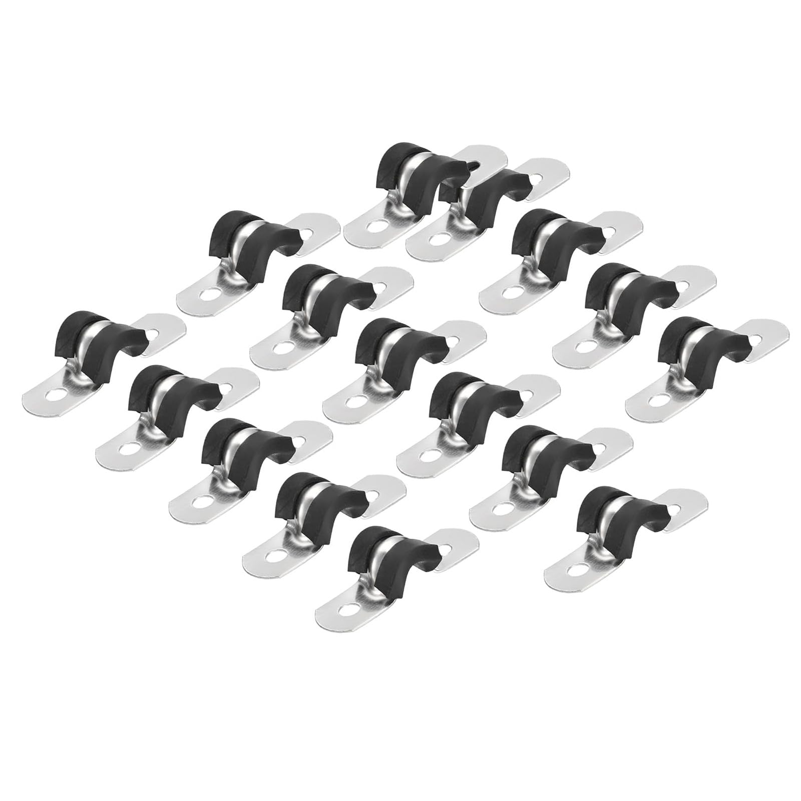 MACHSWON 30Pcs 6mm(1/4") Cable Clamp, Rubber Cushioned Insulated Clamp 304 Stainless Steel U Shape Bracket Metal Pipe Clamp Tube Holder for Wire Hose Tube