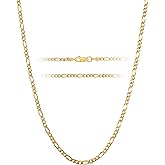 KISPER Gold Chain for Men and Women - 18K Gold Plated 925 Sterling Silver Italian Figaro Mariner Curb Chain Necklace - Made in Italy
