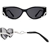 Appassal Retro Y2K Snake Sunglasses for Women Chic Cat Eye 90s Sunnies Narrow Trendy Sun Glasses AP3667