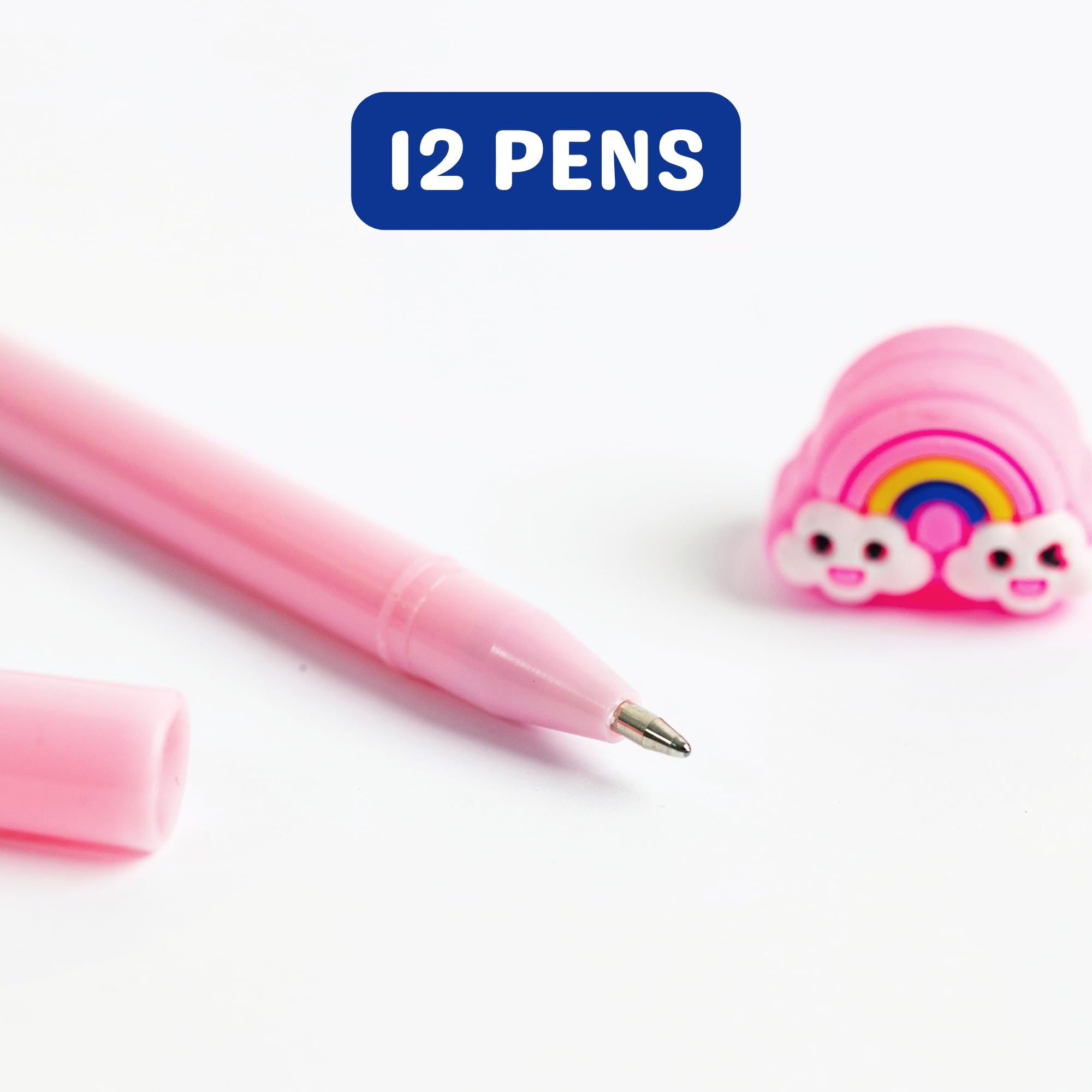 Toyseum 12 x Rainbow Pens, Party Bag Fillers for Girls and Themed Celebrations, Pretty Stationery Sets for Kids, Goody Bag Gifts, School Prizes for Children, Pack of 12