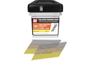 GRIP-RITE Grip Rite Prime Guard GRP8RH1 30 Degree Paper Tape Offset Round Head Bright Coated Collated Framing Nails, 2-3/8" x 0.113"