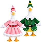 2 Sets Porch Goose Christmas Outfits, 23" Elf Winter Goose Outfit | 23" Porch Goose Holiday Costume for Xmas Winter Outdoor Garden Patio Yard Lawn