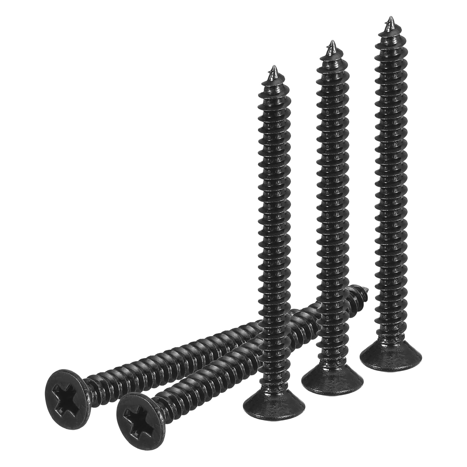 DTGN 100Pcs #4x1-1/4" Flat Head Wood Screws, 304 Stainless Steel Phillips Self Tapping Screws - Good for Woodworking, Furniture - Black