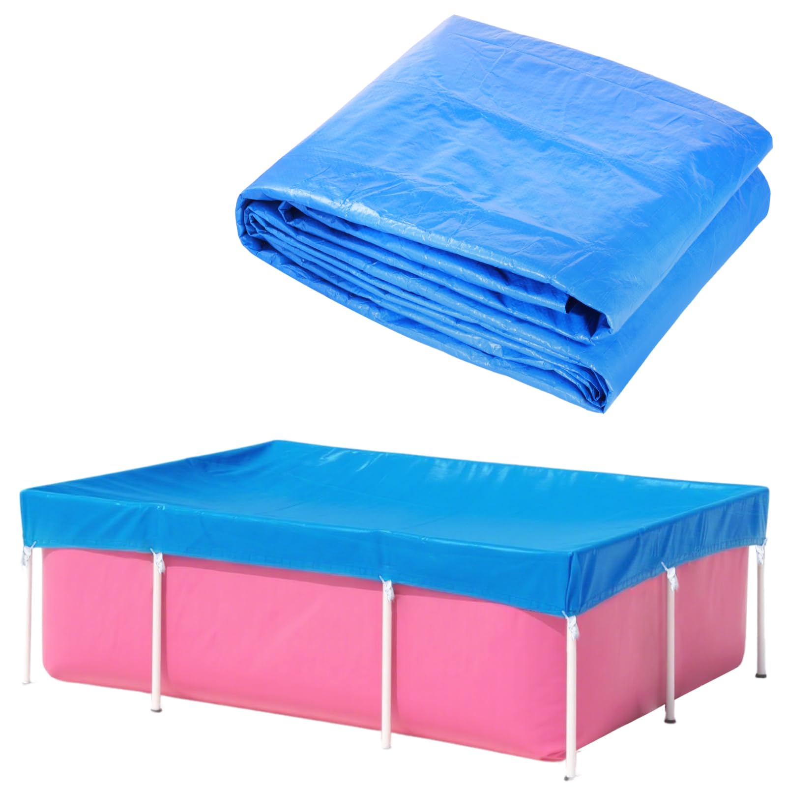 Photo 1 of 7' x 5' x 24" Rectangular Pool Cover Fit for Rectangular Frame Above Ground Outdoor Backyard Swimming Pool,Waterproof Swimming Pool Cover with Tie-Down Ropes, Durable UV Resistant(Cover Only, Pink)