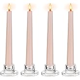 Glasseam Glass Tapered Candlestick Holders: Small Taper Candle Holders Set of 4 Clear Candle Sticks Holder for Table Centerpiece Short Modern Candle Holder for Wedding Christmas Home Decoration