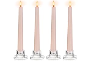 Glasseam Glass Tapered Candlestick Holders: Small Taper Candle Holders Set of 4 Clear Candle Sticks Holder for Table Centerpiece Short Modern Candle Holder for Wedding Christmas Home Decoration